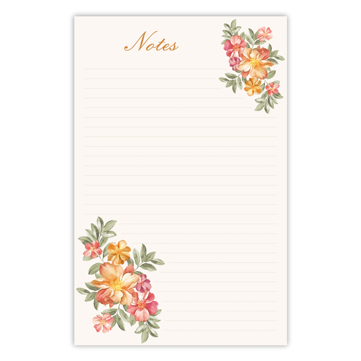 5034 5.5 x 8.5 in. 70 lbs 50 Sheet Organize with Style Illustrated Notepad for Daily Planning & To Do Lists - Autumn Floral