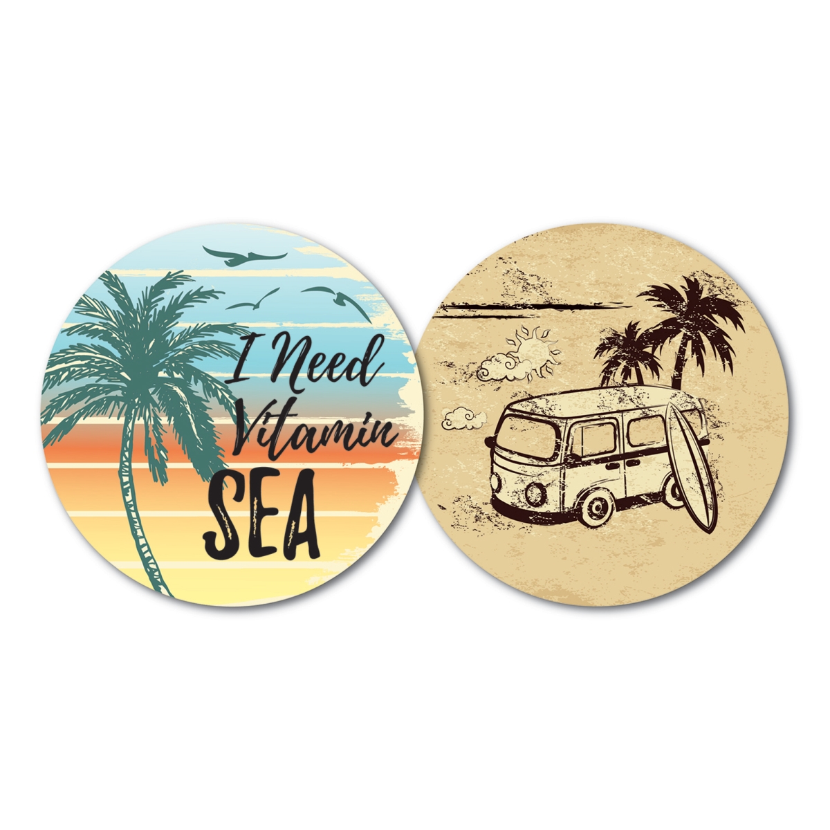 Picture of Yay Novelty 11007 Premium Reversible Paper Drink Coasters&#44; Vitamin SEA - Set of 10