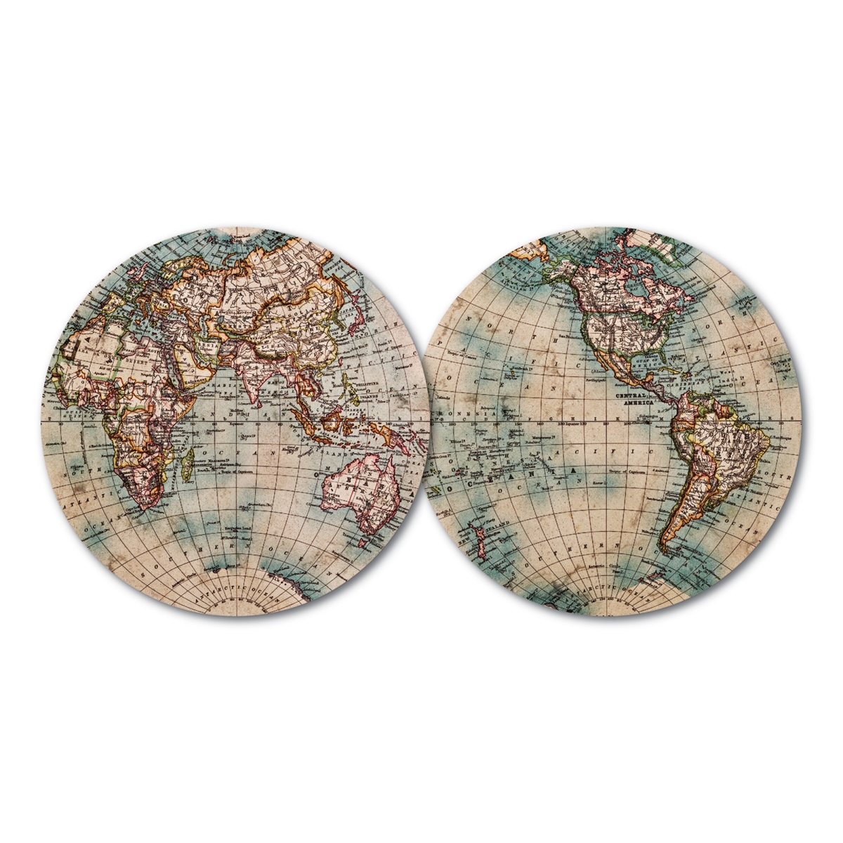 Picture of Yay Novelty 11010 Premium Reversible Paper Drink Coasters&#44; World Map - Set of 10