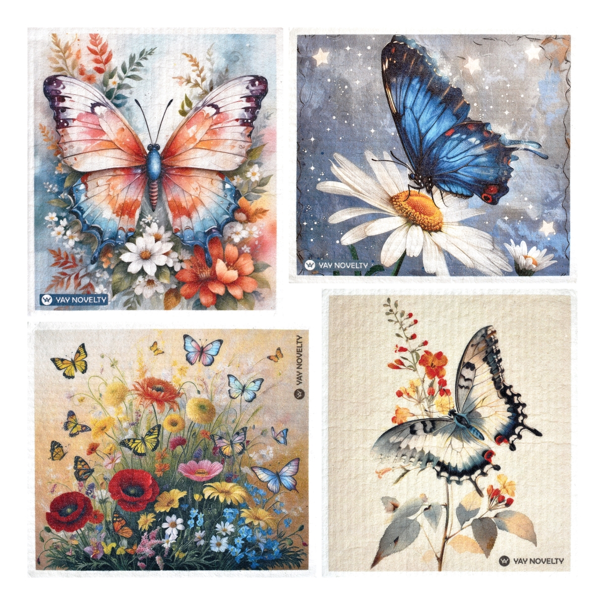 Picture of Yay Novelty 3708 Eco Friendly Swedish Dishcloth for Kitchen, Butterfly - Pack of 12
