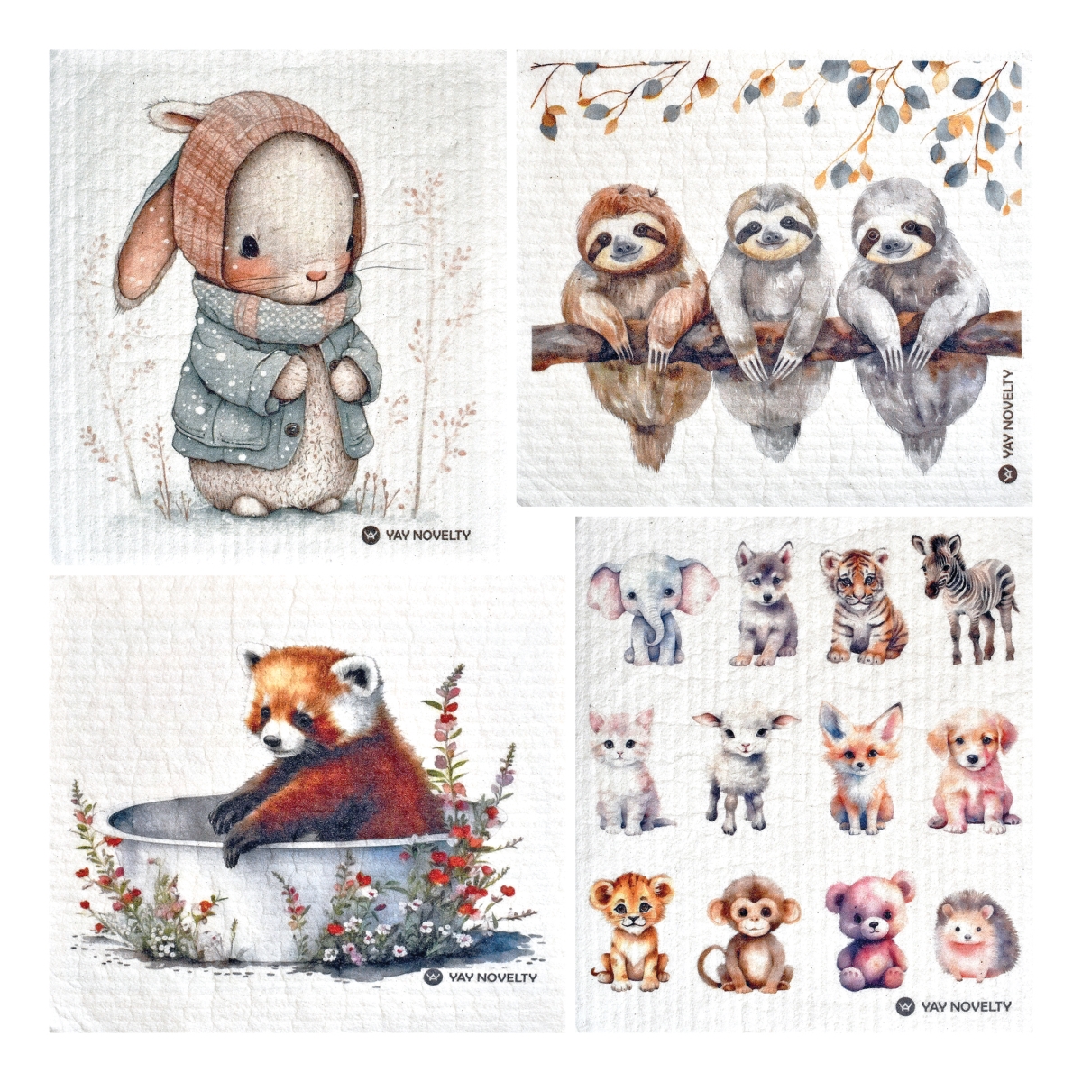 Picture of Yay Novelty 3709 Eco Friendly Swedish Dishcloth for Kitchen&#44; Animals - Pack of 12