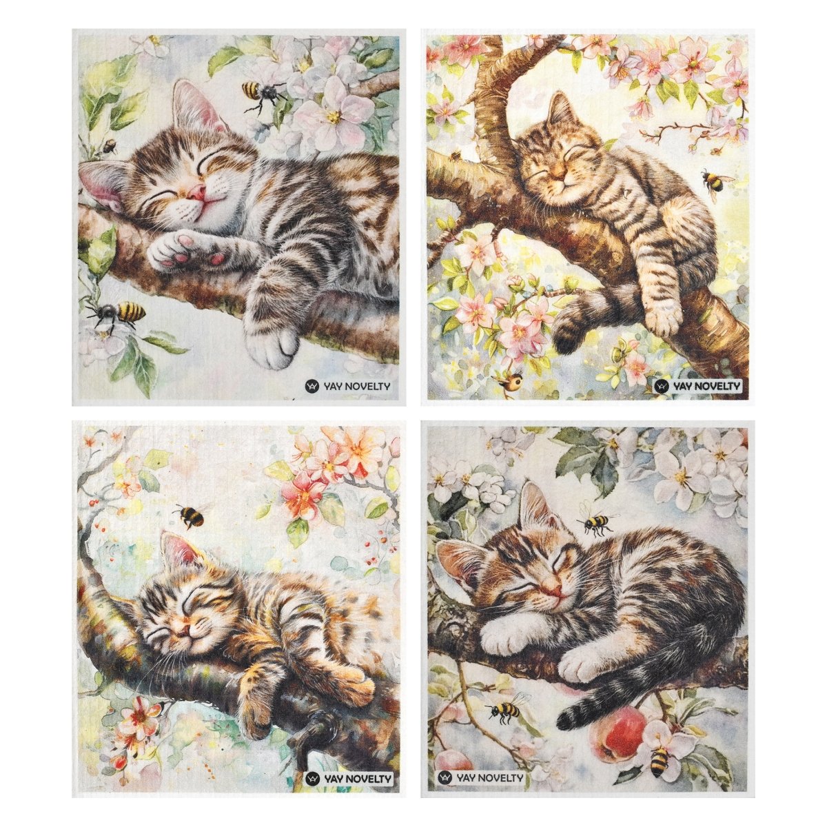 Picture of Yay Novelty 3715 Eco Friendly Swedish Dishcloth for Kitchen&#44; Kitten - Pack of 12
