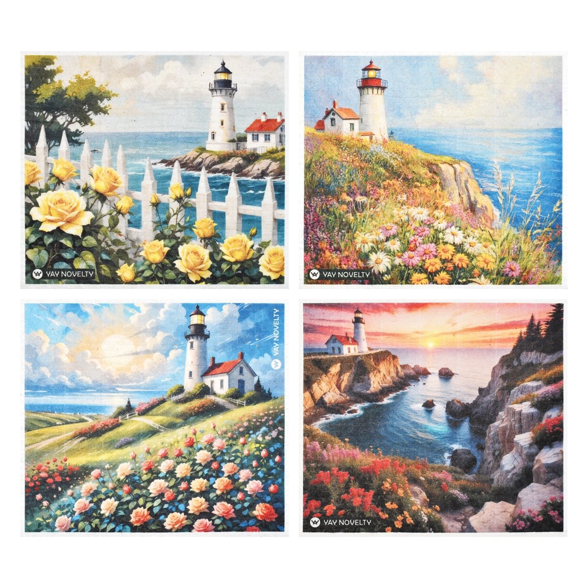 Picture of Yay Novelty 3716 Eco Friendly Swedish Dishcloth for Kitchen&#44; Lighthouse - Pack of 12