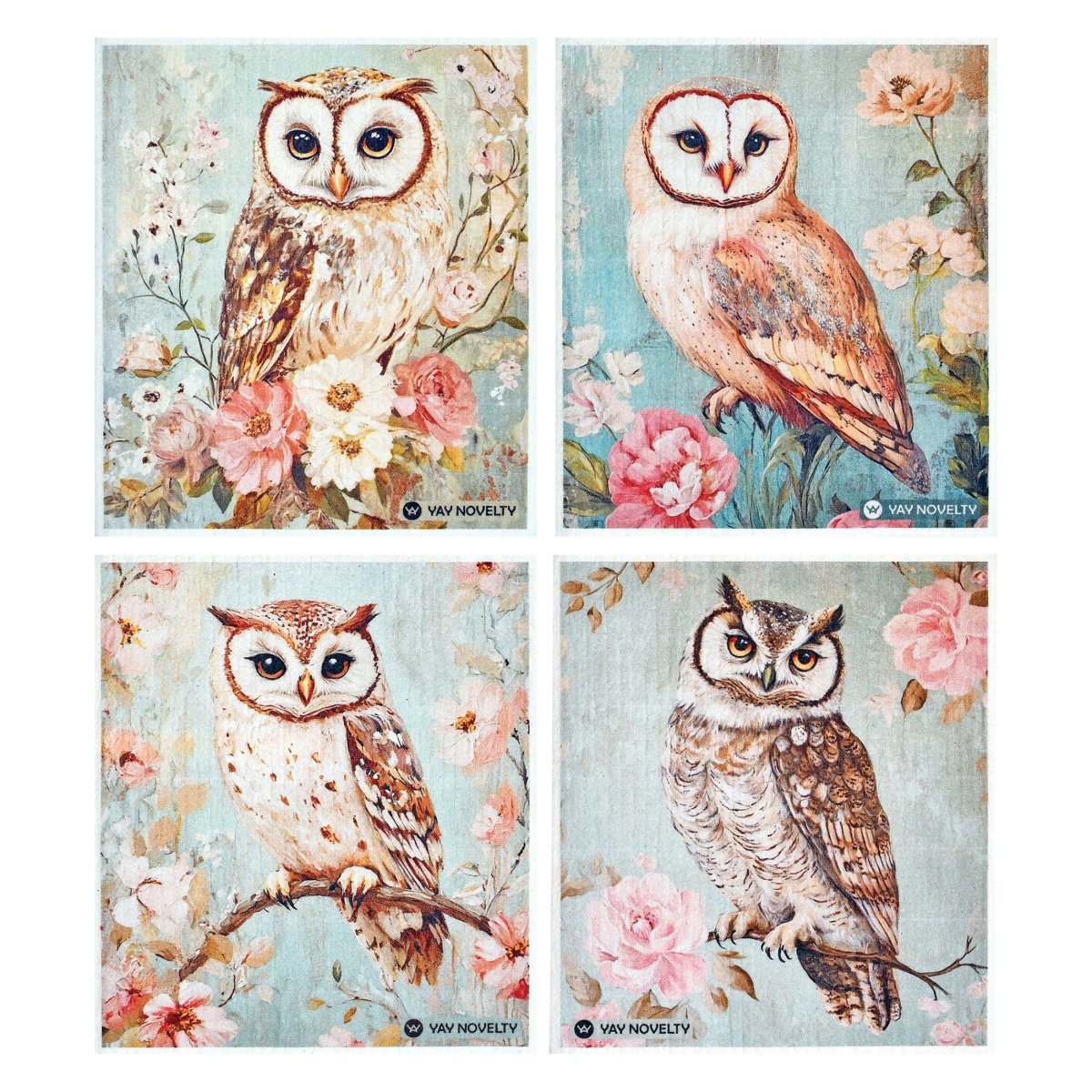 Picture of Yay Novelty 3717 Eco Friendly Swedish Dishcloth for Kitchen&#44; Vintage Owl - Pack of 12