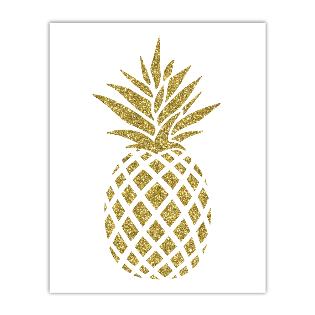 Gold Glitter Pineapple Wall Art - 8 x 10 in. - Canvas Texture - Vibrant Print