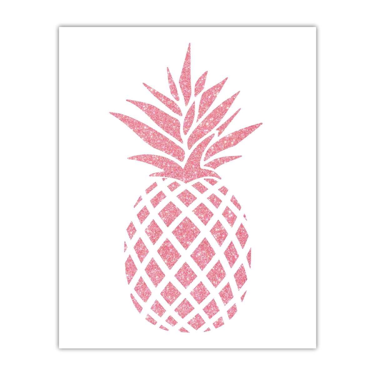 Vibrant Pink Glitter Pineapple Wall Art - 8 x 10 in. - Canvas Texture