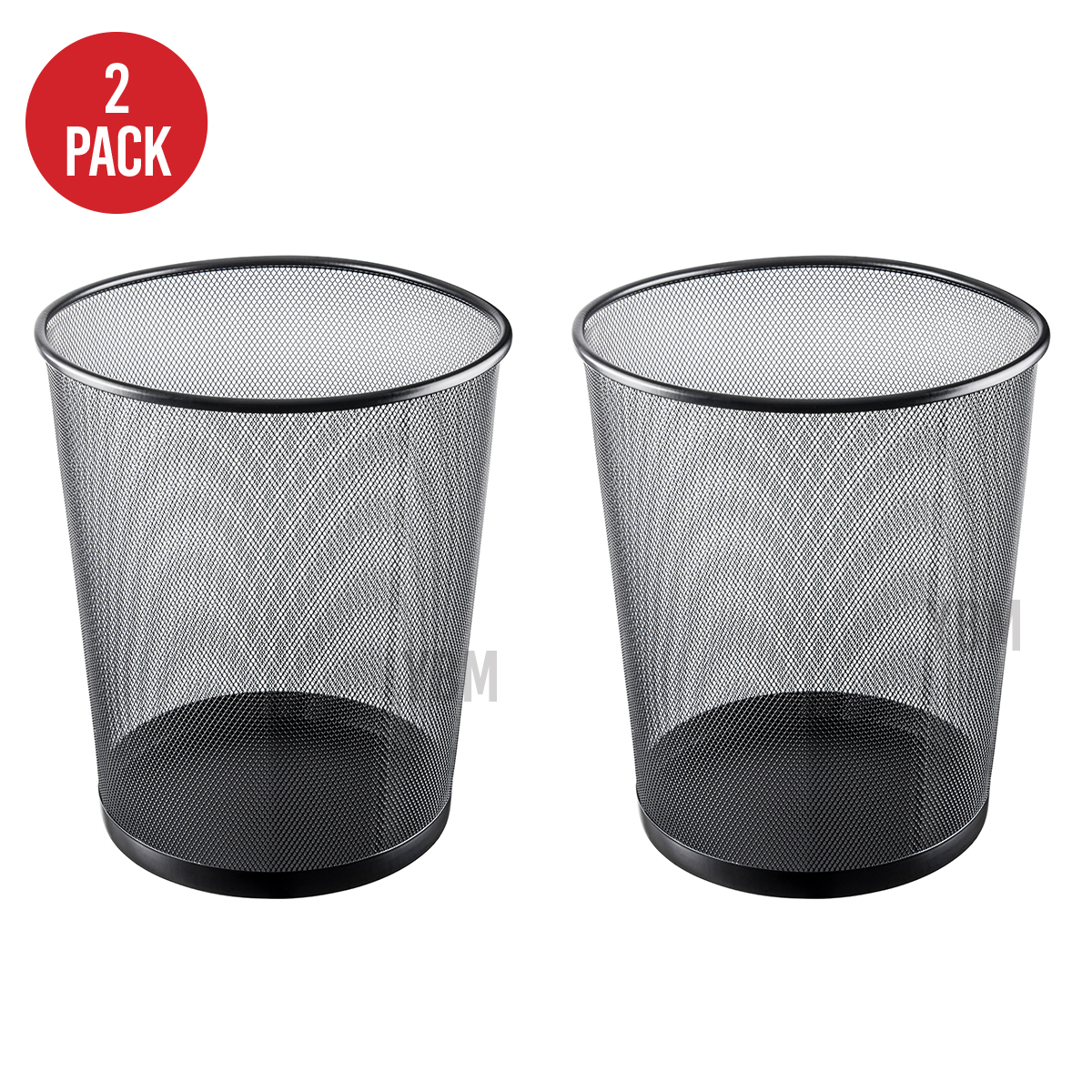 4.75 gal Steel Mesh Round Open Top Waste Basket Wire Bin Trash Can for Office Kitchen Bathroom, Black - 13.5 x 11.5 x 11.5 in. - Pack of 2