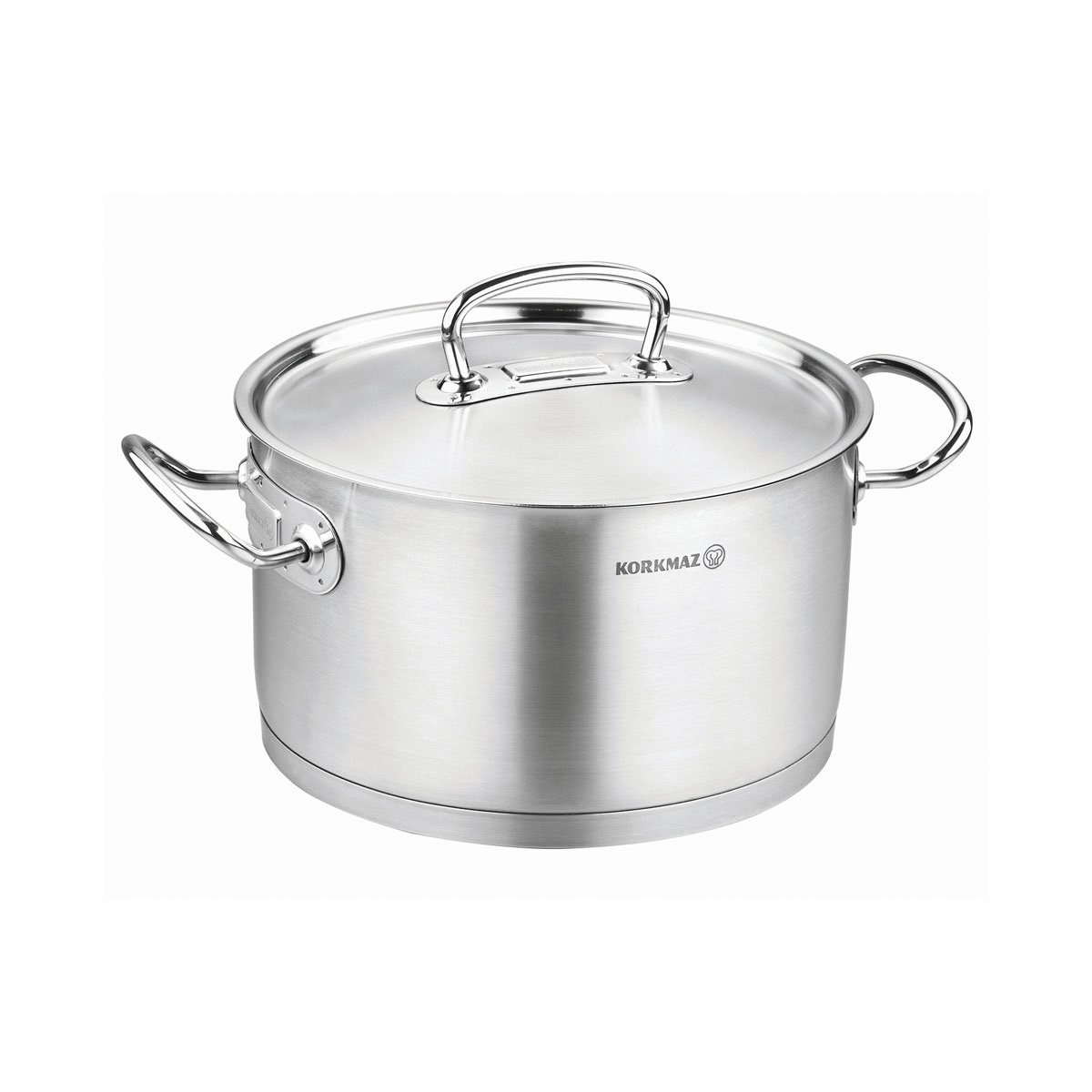 Picture of YBM Home a1162 9.4 in. Dia. x 3.9 in. Korkmaz Stainless Steel Stockpot with Lid & Handles&#44; Silver