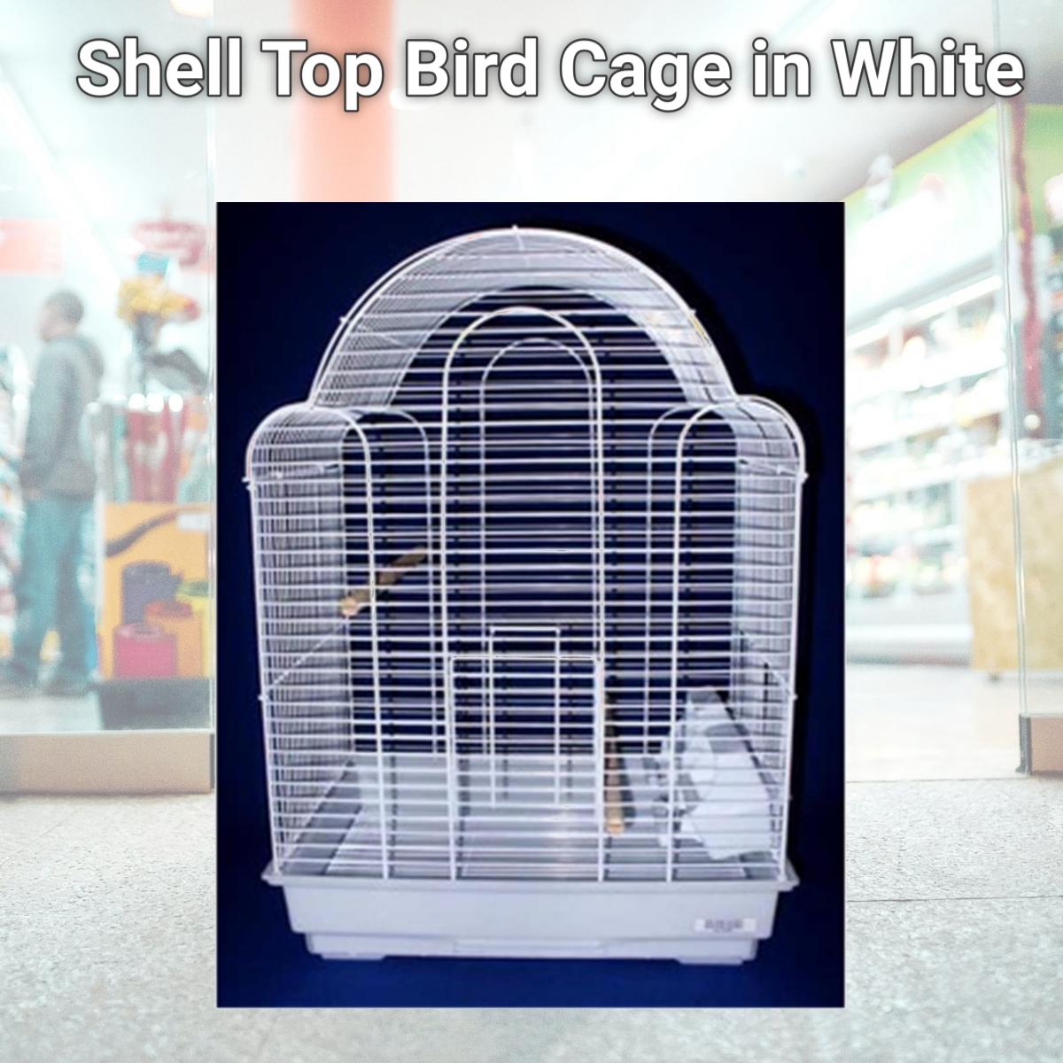 Picture of YML 1704WHT Shell Top Bird Cage in White