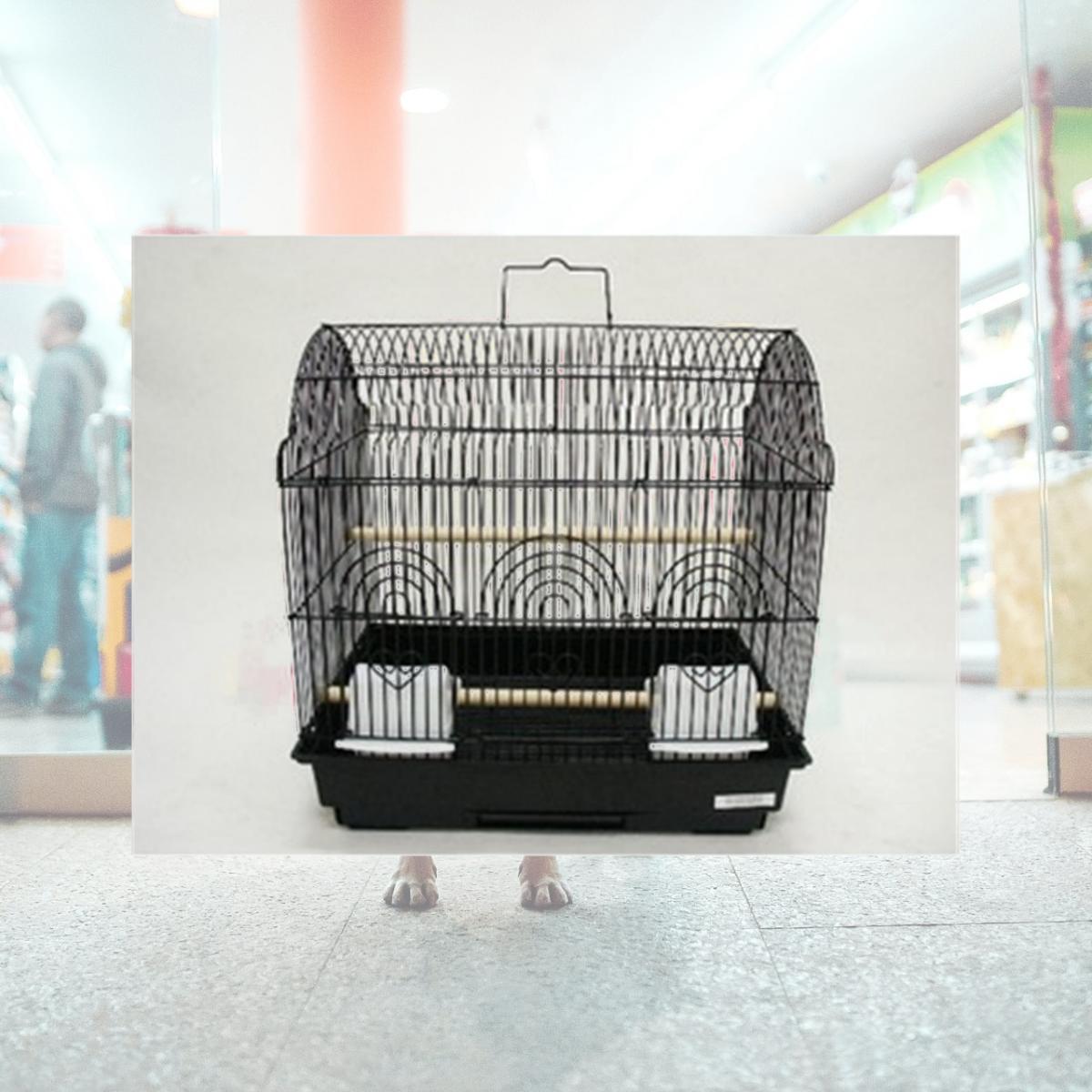 Picture of YML 1784BLK Barn Top Bird Cage in Black
