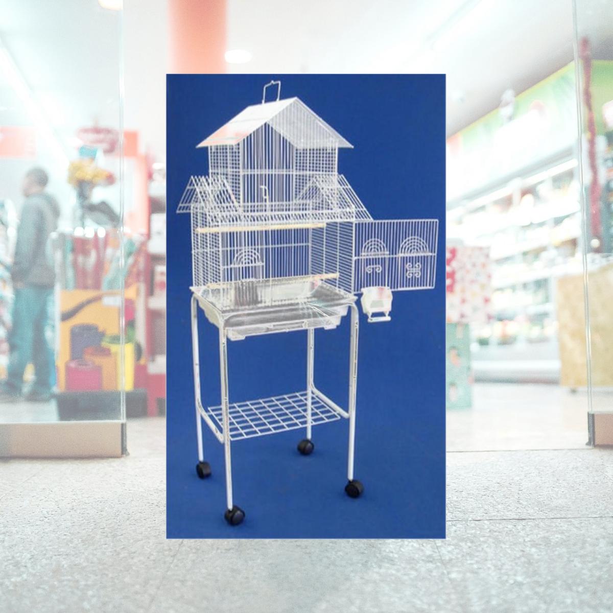 Picture of YML 5844-4814WHT Pagoda Small Bird Cage with Stand in White