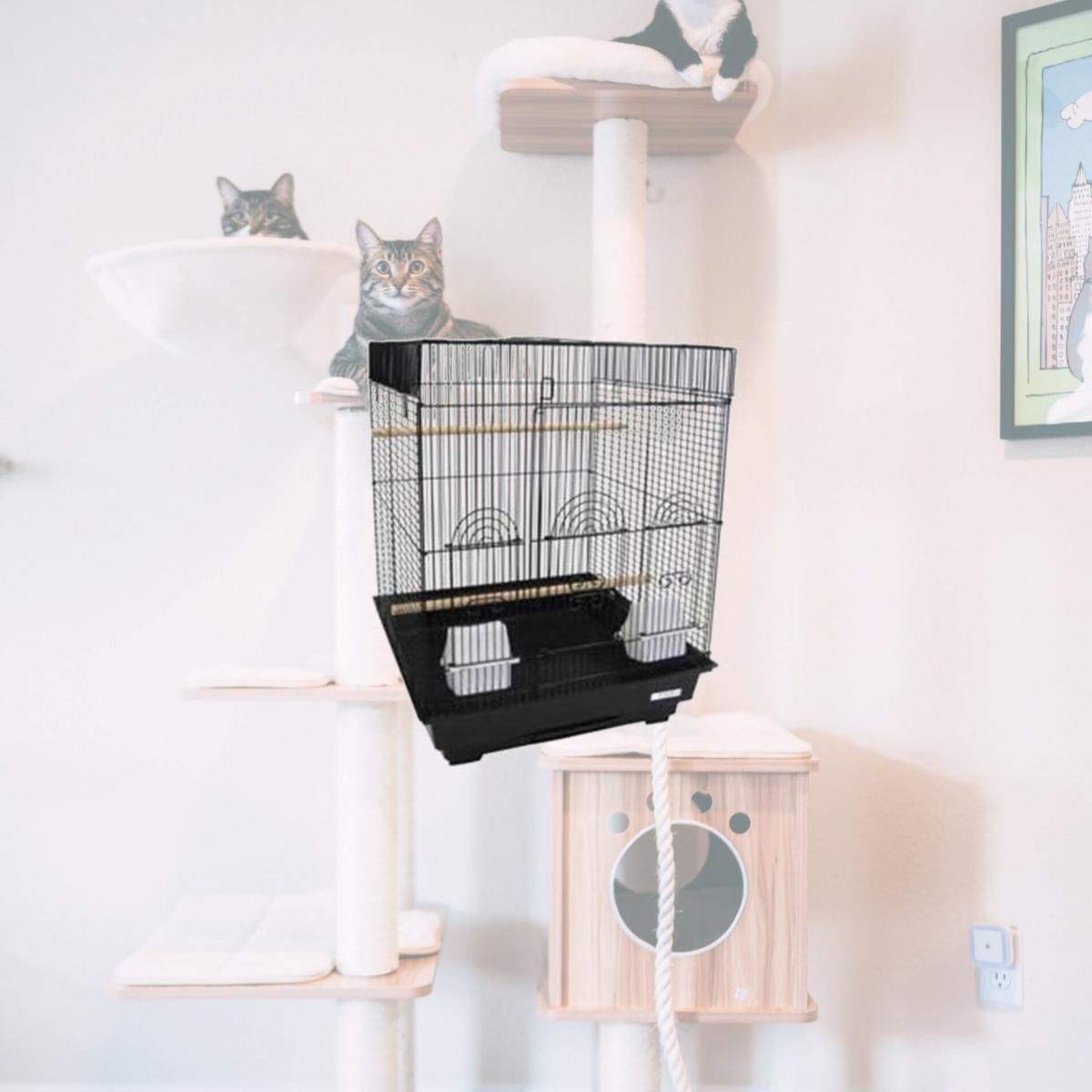 Picture of YML 5924BLK Flat Top Small Bird Cage in Black