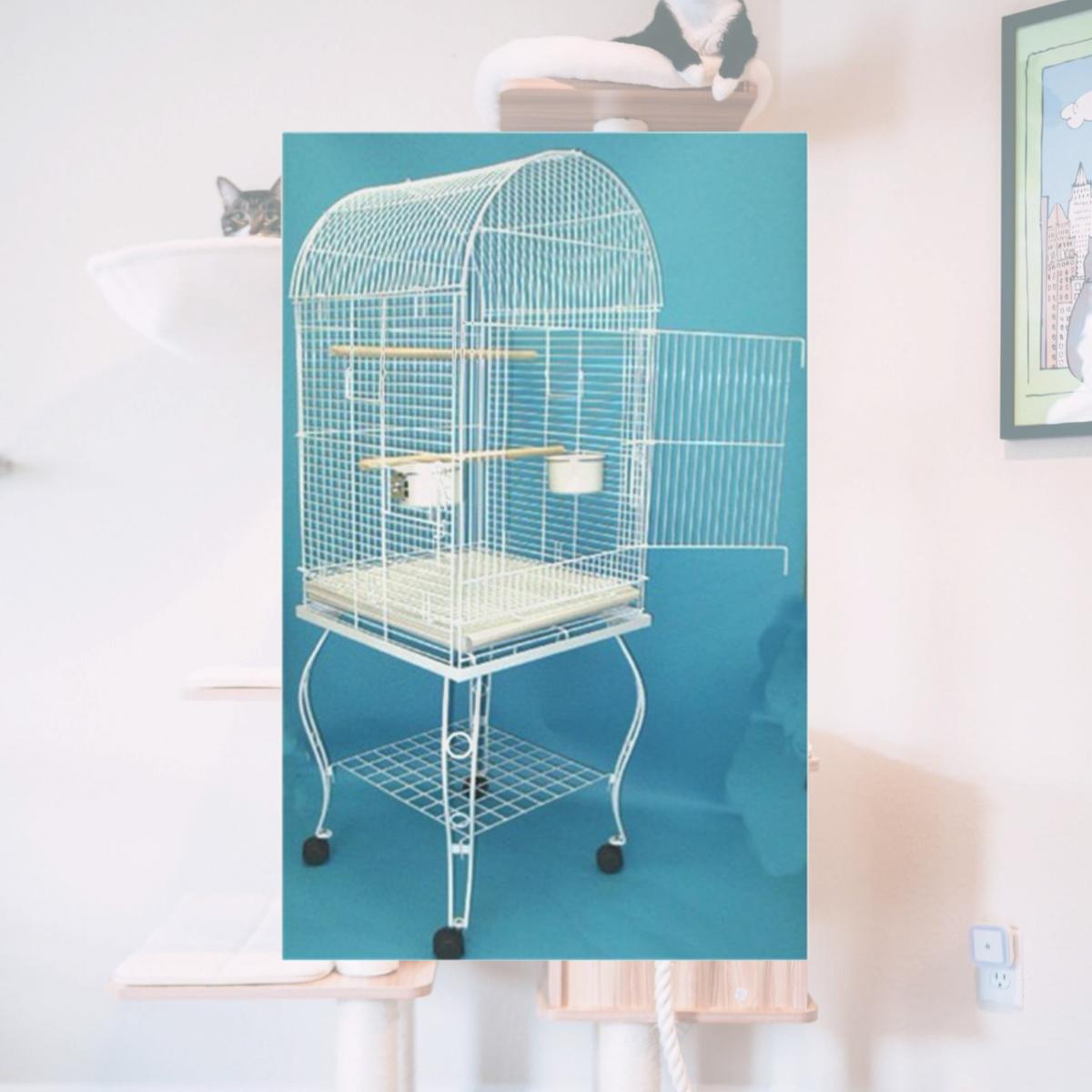 Picture of YML 600AWHT Dome Top Parrot Cage with Stand in White