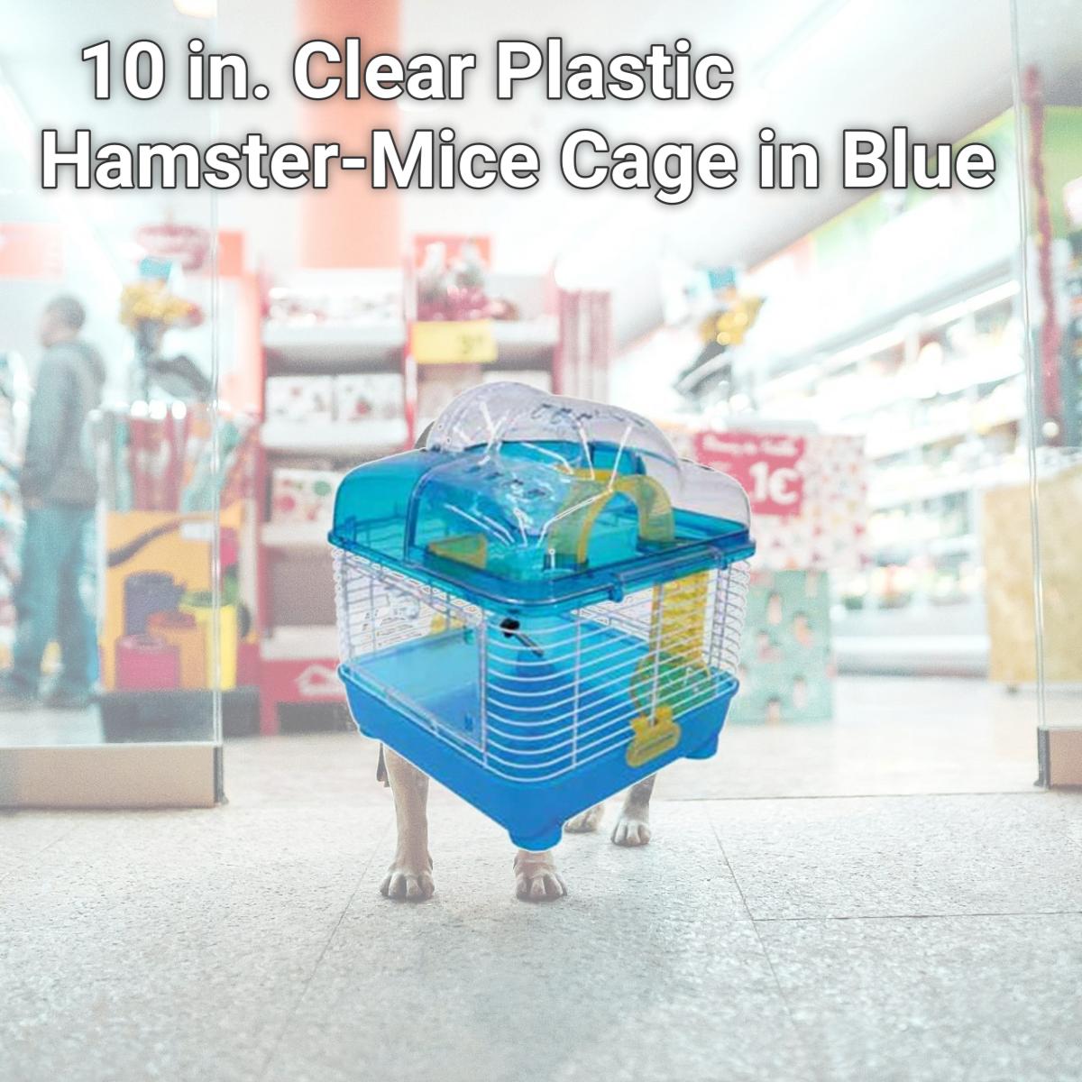 Picture of YML H1010BL 10 in. Clear Plastic Hamster-Mice Cage in Blue