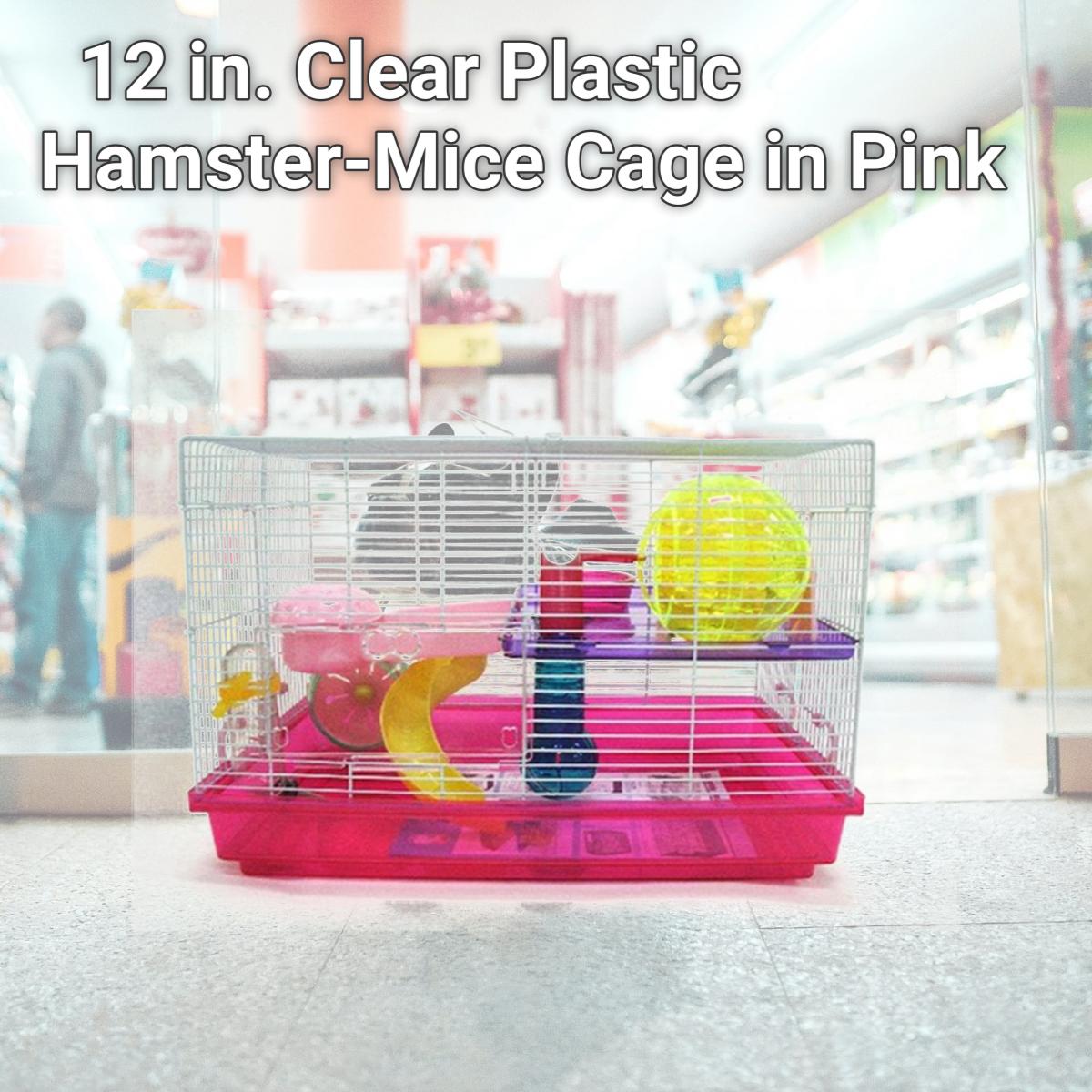 Picture of YML H1812PK 12 in. Clear Plastic Hamster-Mice Cage in Pink