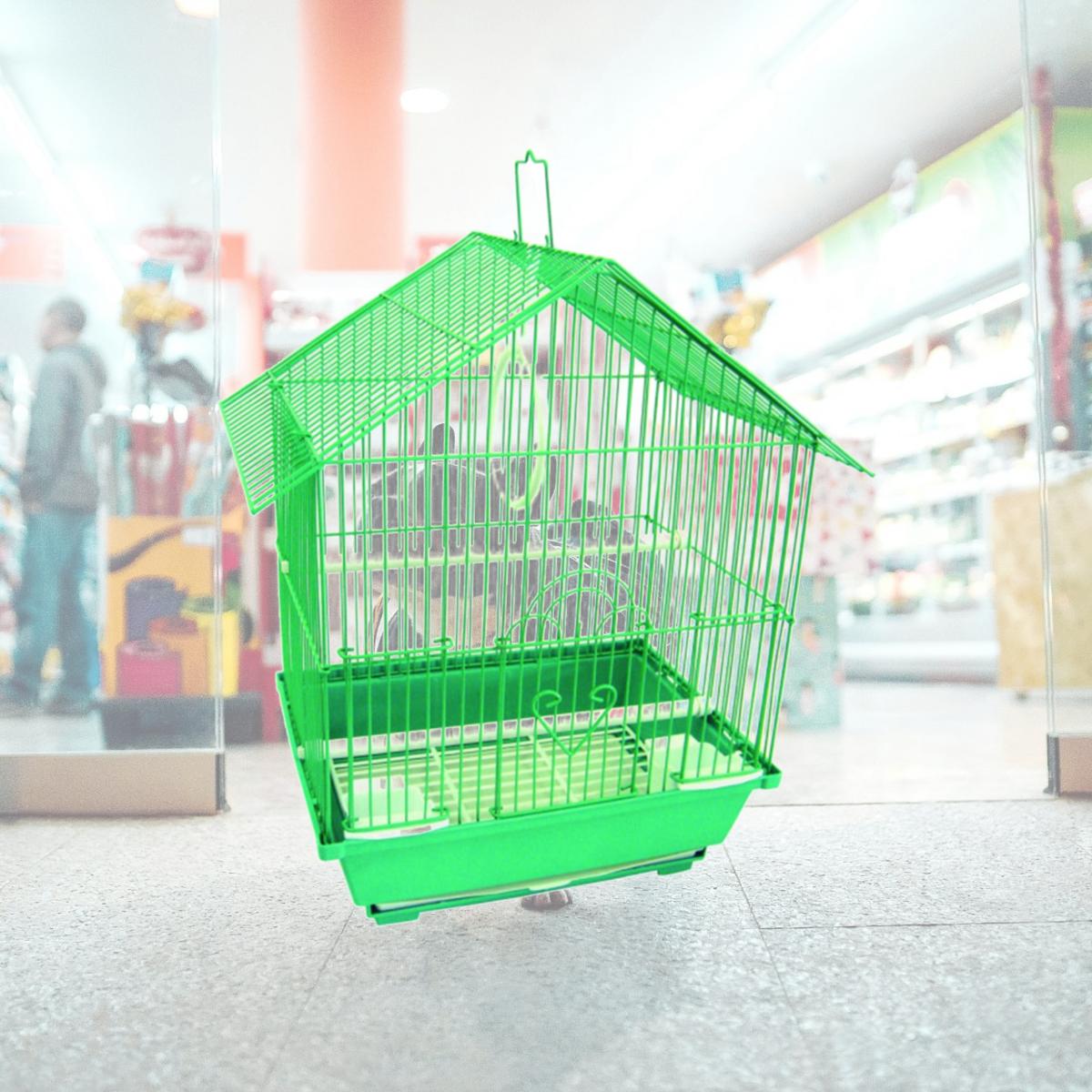 Picture of YML Group A1314MGRN 13.3 x 10.8 x 17.8 in. House Top Style Medium Parakeet Cage, Green