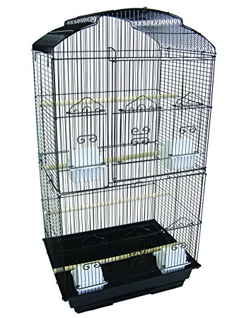 Picture of YML 1704-4724BLK Bar Spacing Shell Top Bird Cage bwith stand, Black