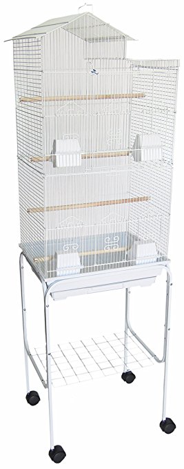 Picture of YML 1754-4724WHT Bar Spacing Villa Top Bird Cage with stand, White