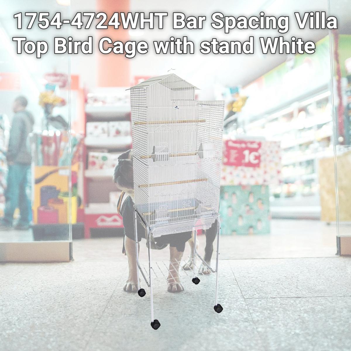 Picture of YML 1754-4724WHT Bar Spacing Villa Top Bird Cage with stand, White