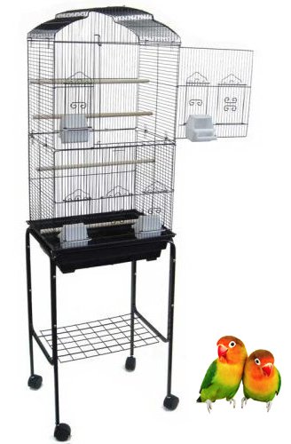 Picture of YML 5824-4814BLK 0.37 in. Bar Spacing Square Top Bird Cage with Stand, Black - 18 x 14 in. - Small
