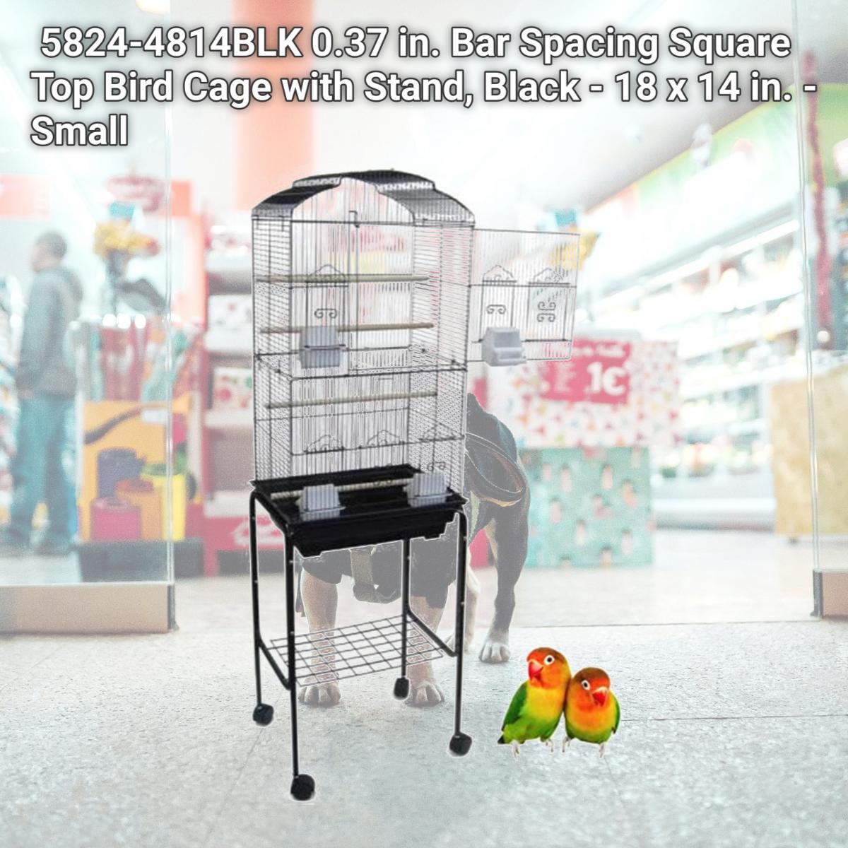 Picture of YML 5824-4814BLK 0.37 in. Bar Spacing Square Top Bird Cage with Stand, Black - 18 x 14 in. - Small