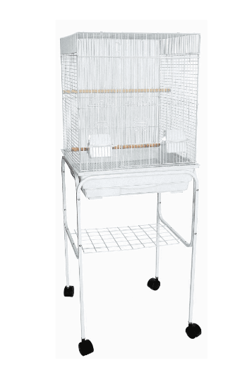 Picture of YML 5924-4814WHT 0.37 in. Bar Spacing Flat Top Bird Cage with Stand, White - 18 x 18 in. - Small