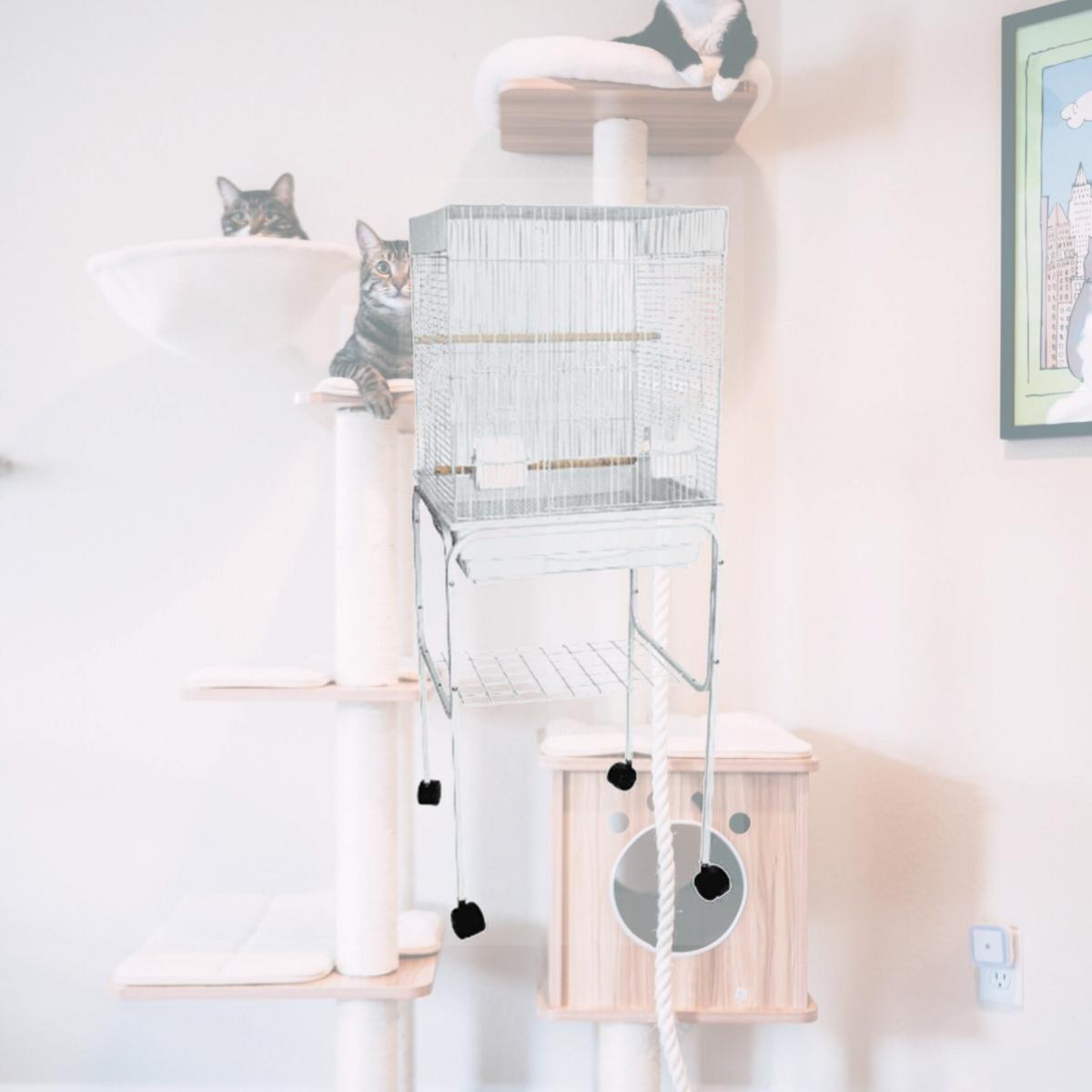 Picture of YML 5924-4814WHT 0.37 in. Bar Spacing Flat Top Bird Cage with Stand, White - 18 x 18 in. - Small