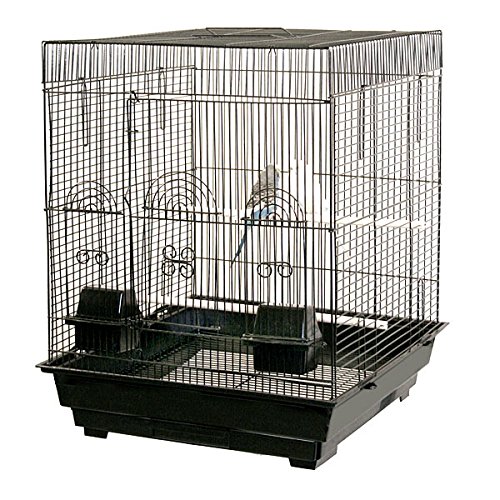 Picture of YML 6924-4814BLK 0.37 in. Bar Spacing Tall Flat Top Bird Cage with Stand, Black - 18 x 18 in. - Small