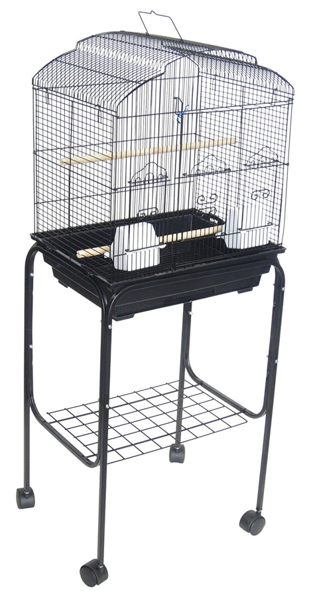 Picture of YML 5894-4814BLK Villa Top Bird Cage with Stand, Black