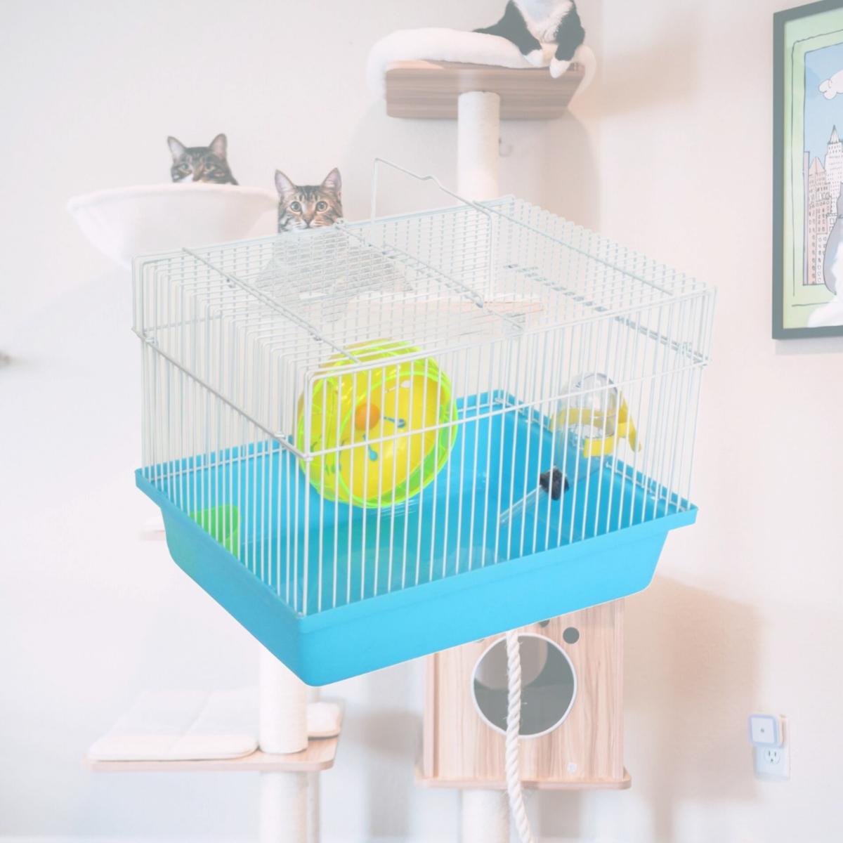 Picture of YML AH166BL Single Story Dwarf Hamster Cage, Blue