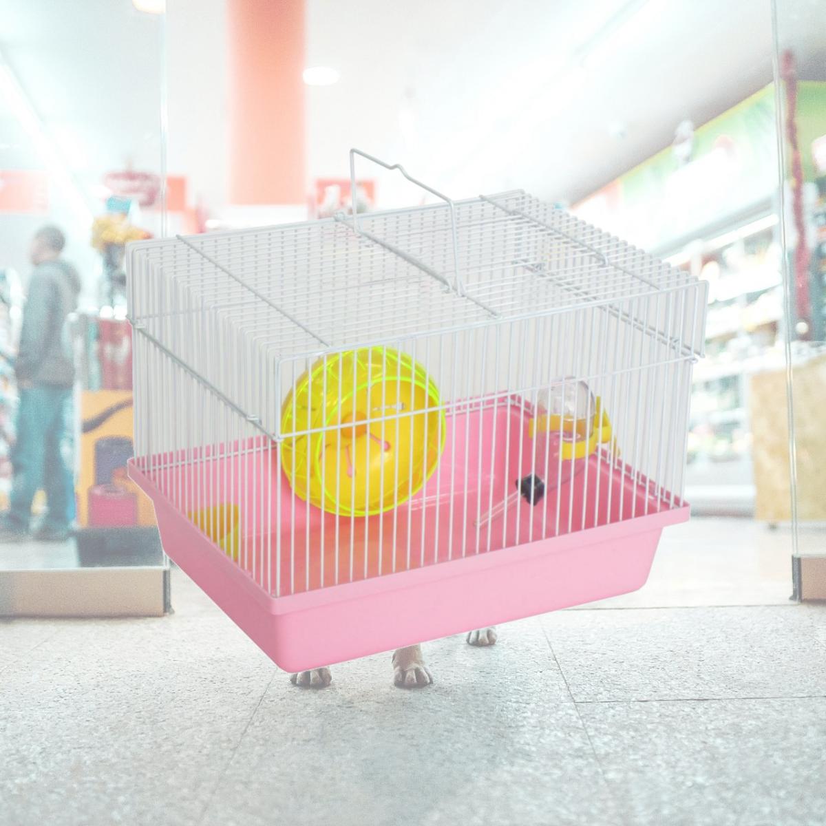 Picture of YML AH166PK Single Story Dwarf Hamster Cage, Pink