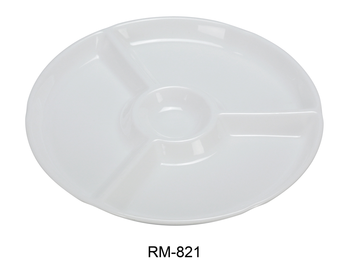 Picture of Yanco RM-821 Rome 4-Compartment Plate, White - Pack of 12