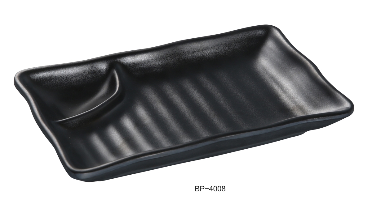 Picture of Yanco BP-4008 Black Pearl-2 Compartment Plate, Black - Pack of 48