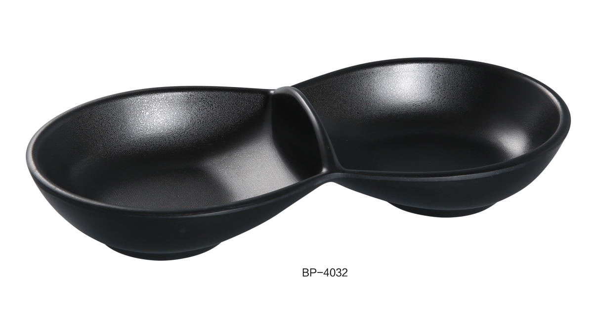 Picture of Yanco BP-4032 Black Pearl-2 Double Sauce Bowl, Black - Pack of 48