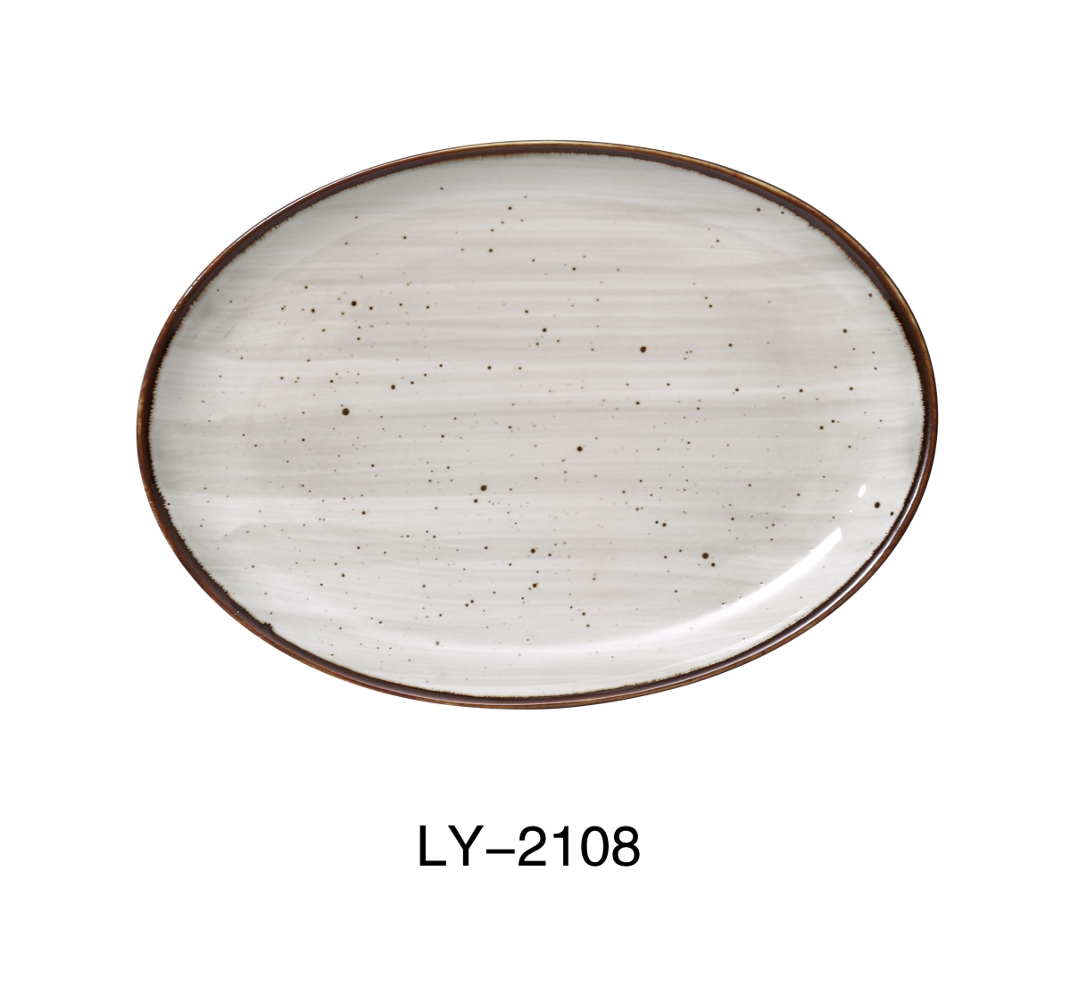 Picture of Yanco LY-2108 Lyon 8 x 5.5 x 0.75 in. Coupe Platter, Reactive Glaze - Pack of 36