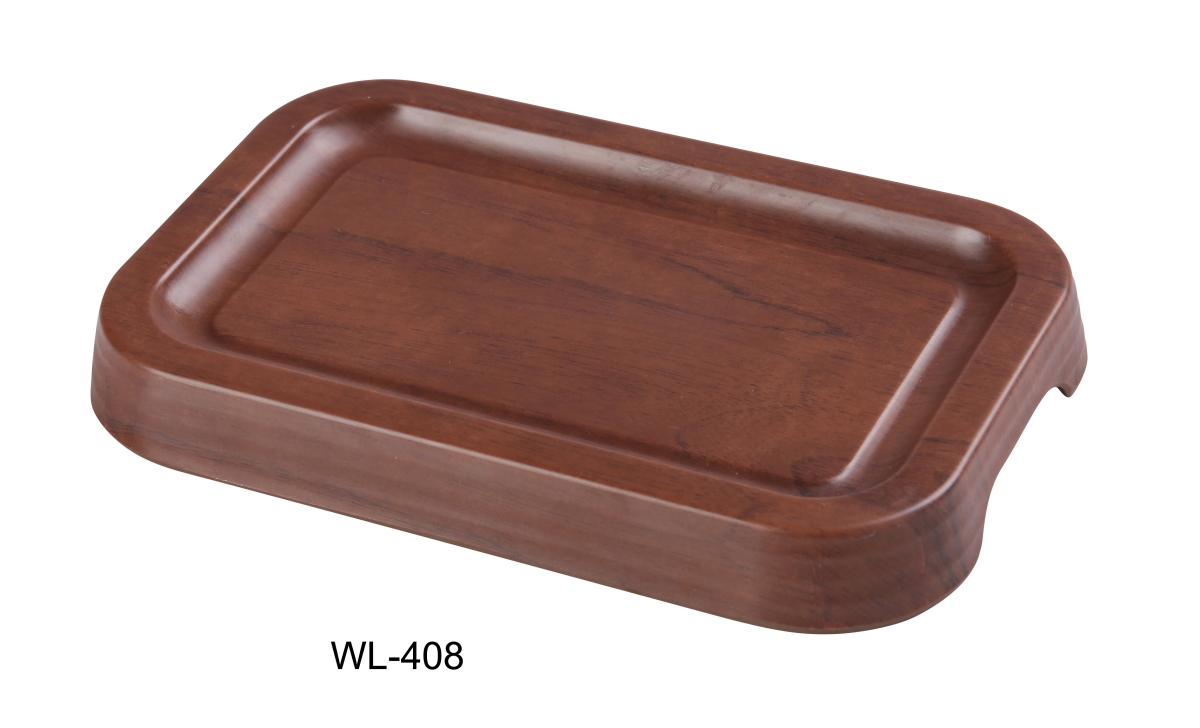 Picture of Yanco WL-408 Woodland Rectangular Tray with Foot, Wood-Grain - Pack of 24