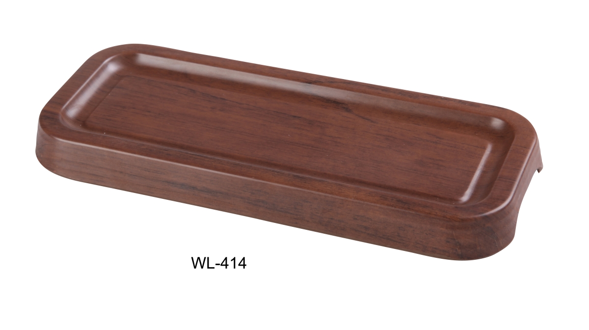 Picture of Yanco WL-414 Woodland Rectangular Tray with Foot, Wood-Grain - Pack of 12