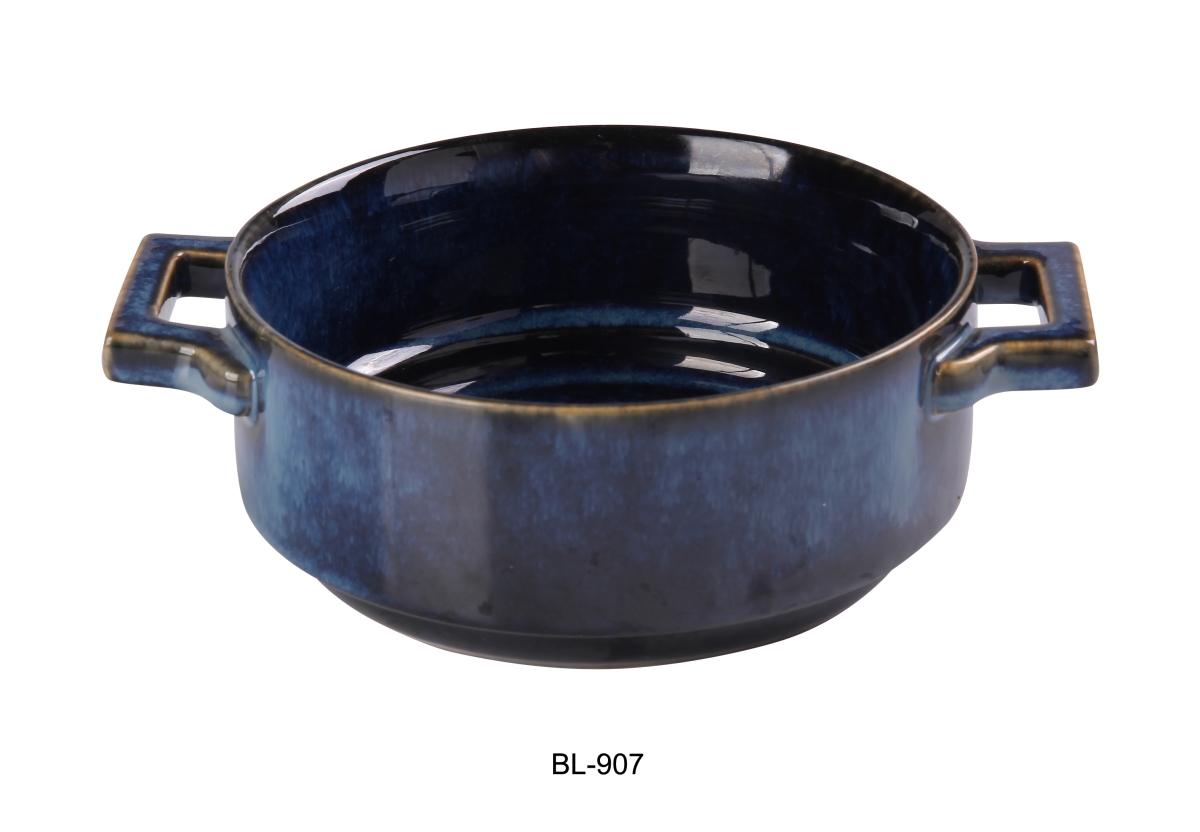 Picture of Yanco BL-907 20 oz Blue Star Round Bake Deep Plate with Handle, Blue - 7.5 x 2.375 in. - Pack of 12