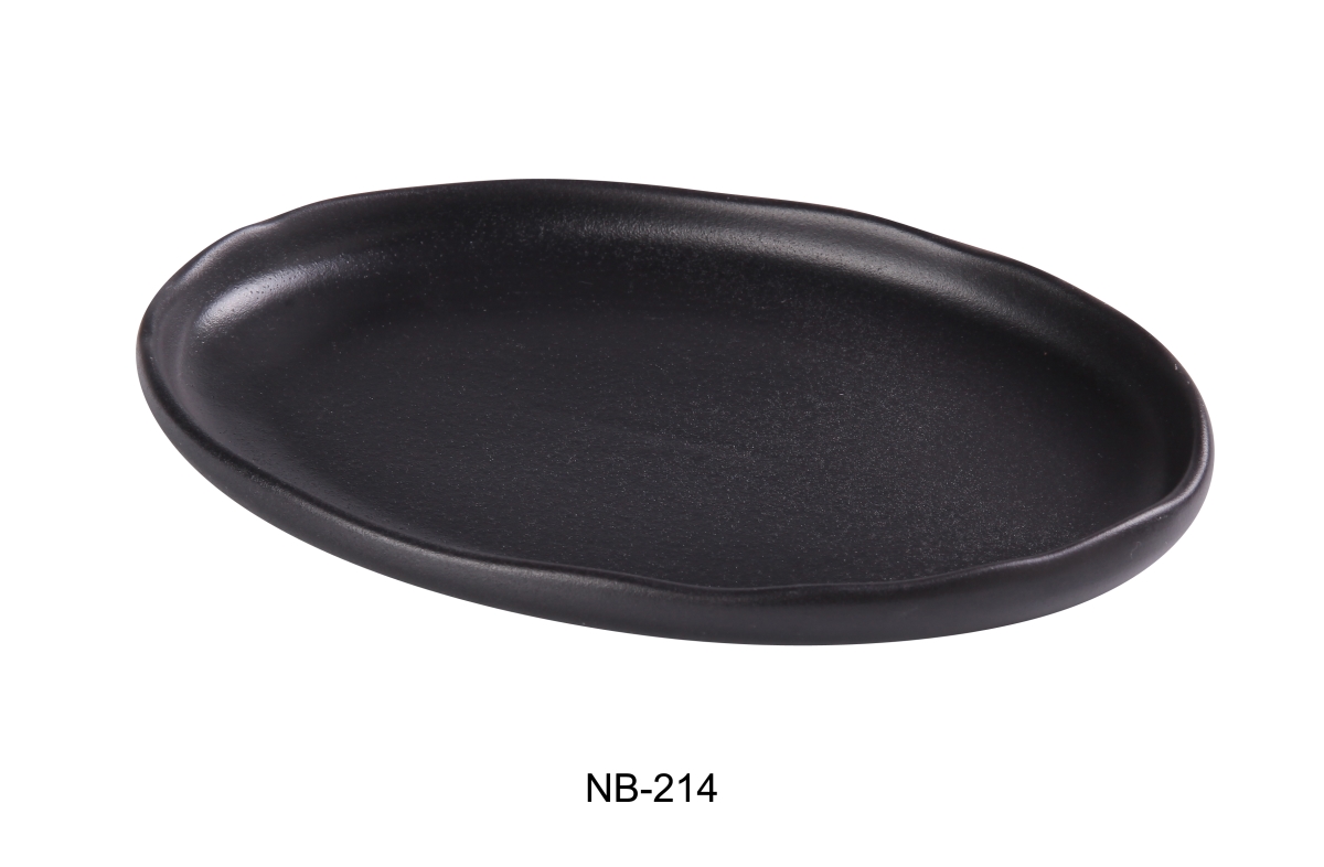Picture of Yanco NB-214 Noble Black Oval Plate, Black - Pack of 12