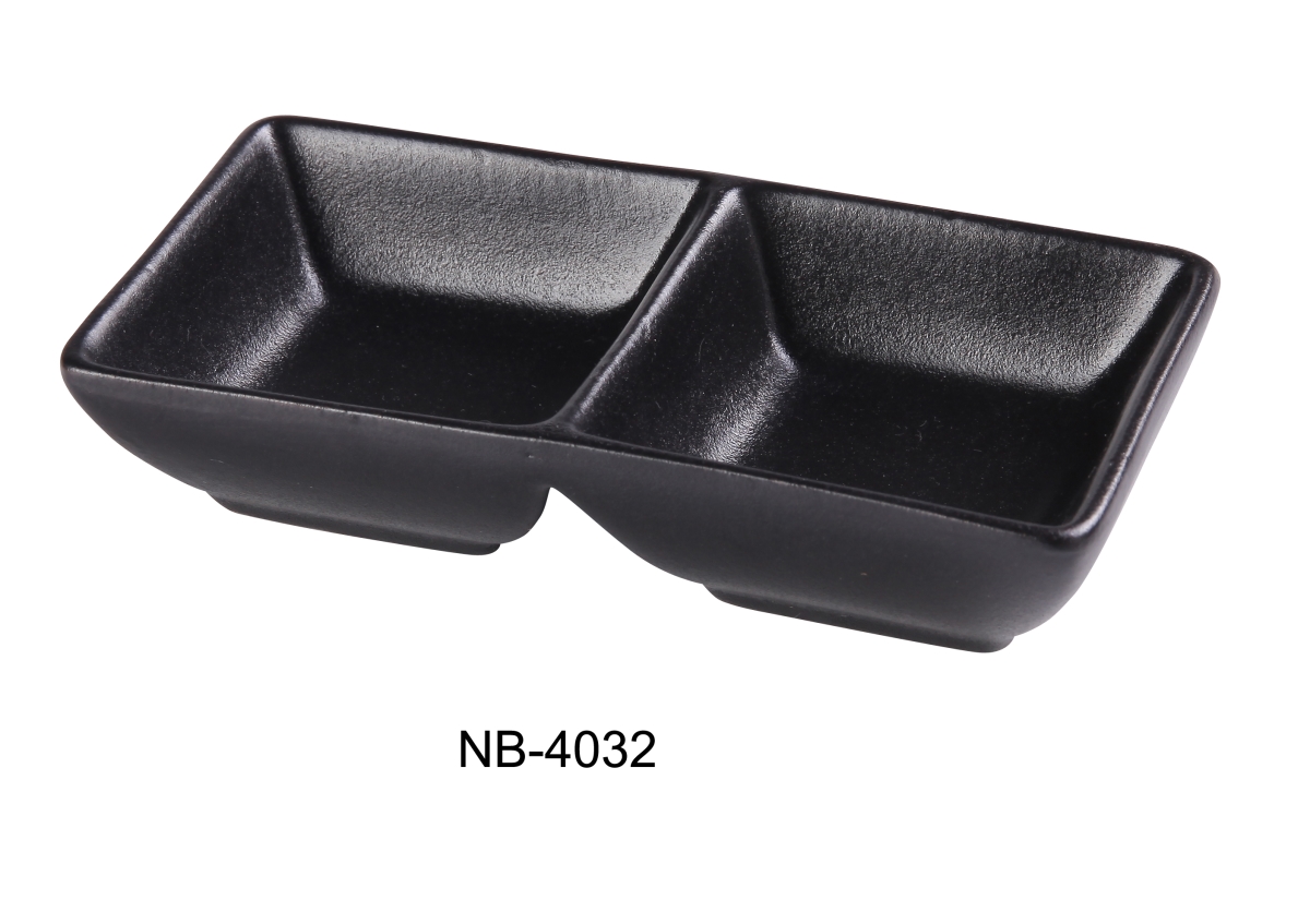 Picture of Yanco NB-4032 1.5 oz Noble Black Double Sauce Dish, Black - Pack of 36