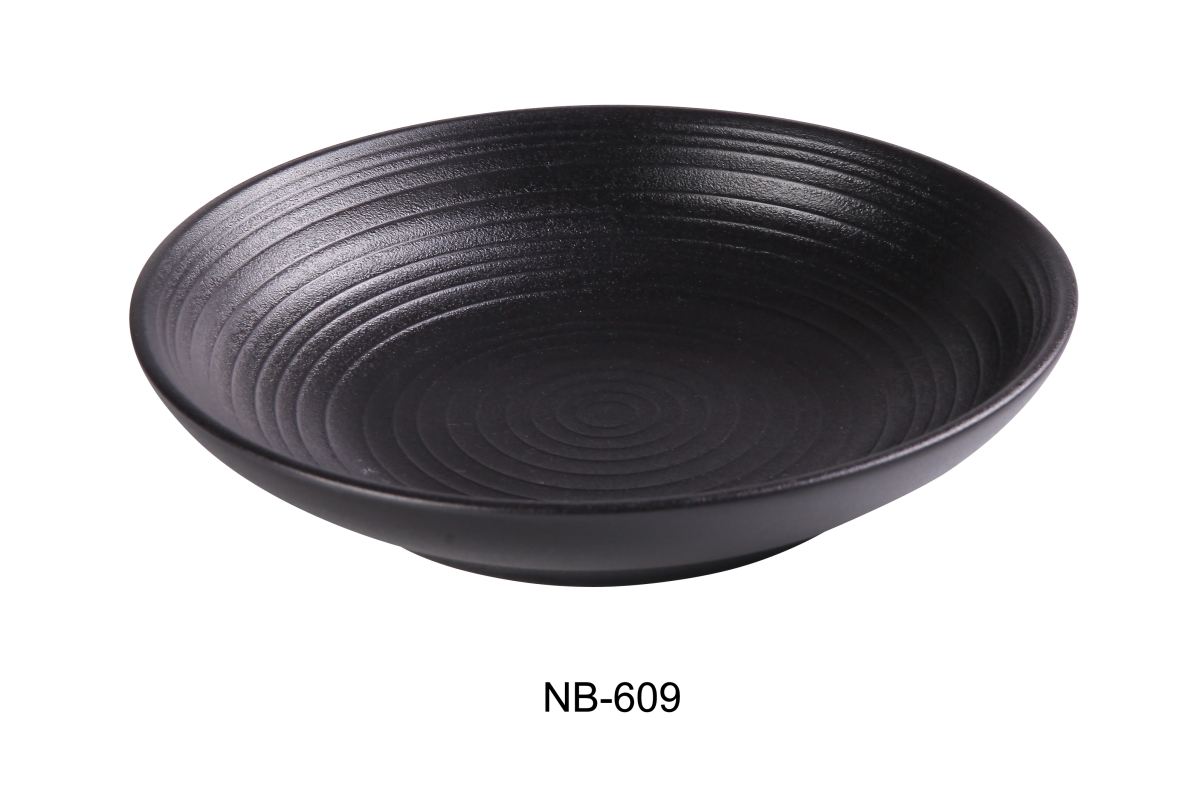 NB-609 28 oz Noble Black Salad & Pasta Bowl, Black - 9 x 2 in. - Pack of 12