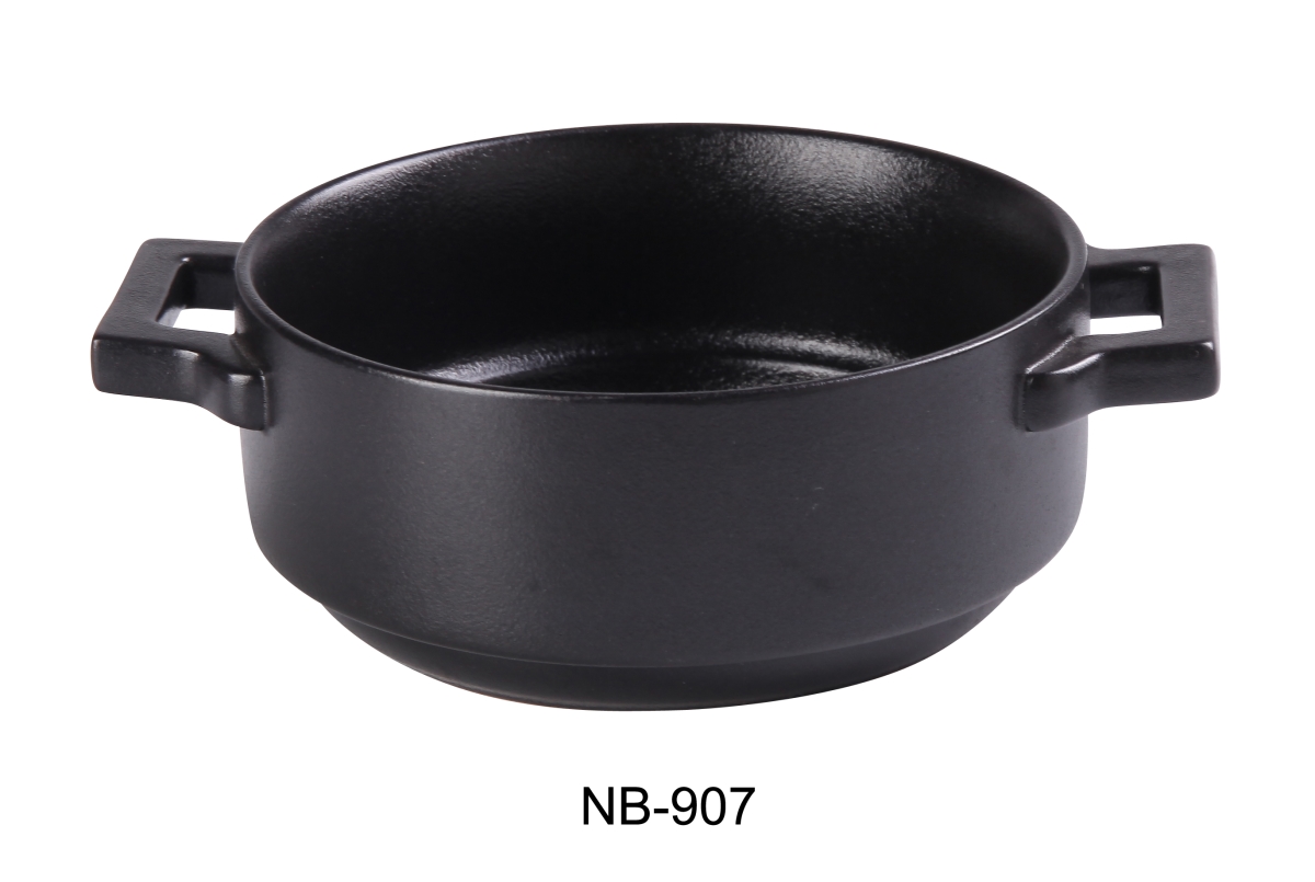 Picture of Yanco NB-907 20 oz Noble Black Round Bake Plate with Handle, Black - 5.25 in. - Pack of 12