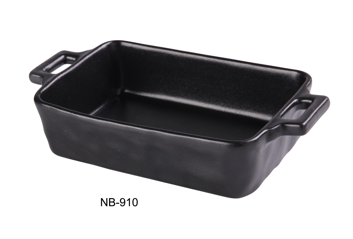 Picture of Yanco NB-910 9.625 x 5.5 x 2.25 in. Noble Black China Bake Plate - Pack of 6