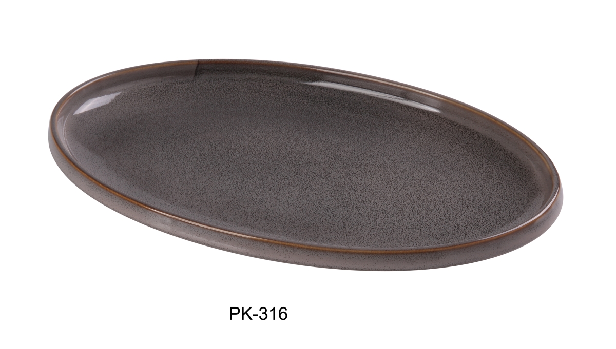 Picture of Yanco PK-316 Peacock Oval Dinner Plate, Gray - Pack of 6