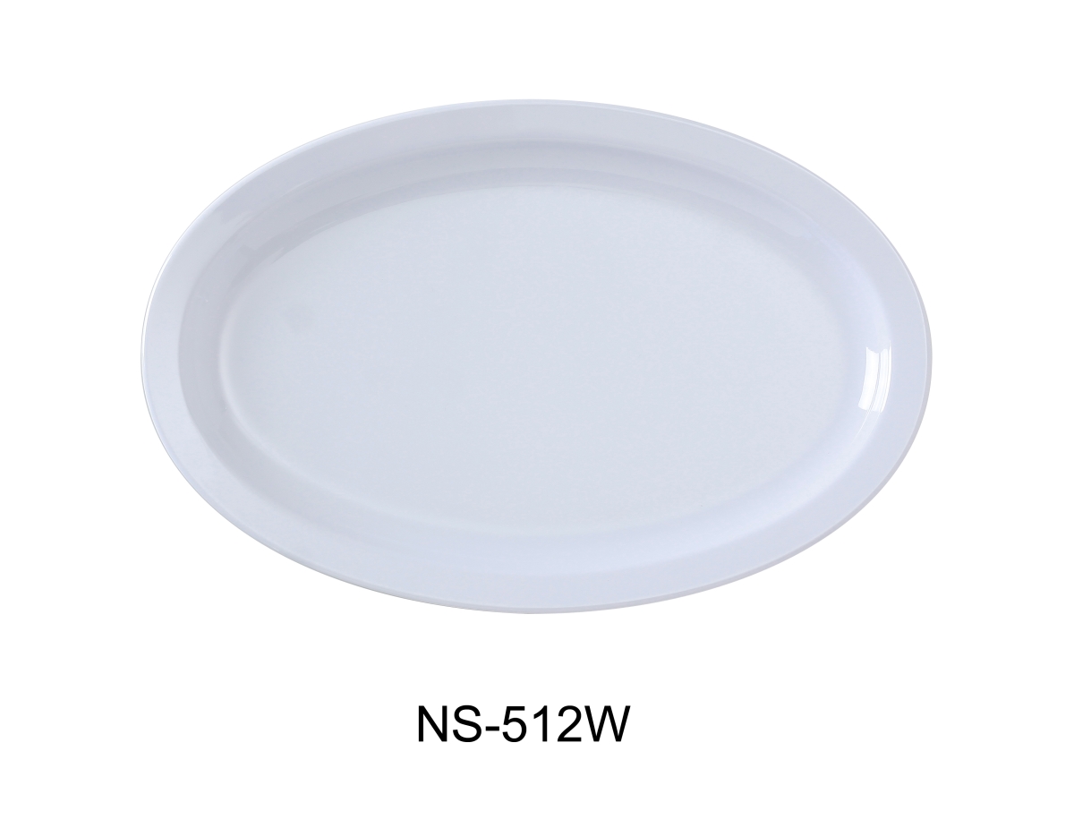 Picture of Yanco NS-512W 8 x 11.5 in. Nessico Oval Platter with Narrow Rim, White - Pack of 24