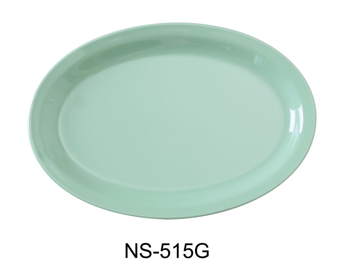 Picture of Yanco NS-515G 13.25 x 9.5 in. Nessico Oval Platter with Narrow Rim, Green - Pack of 12