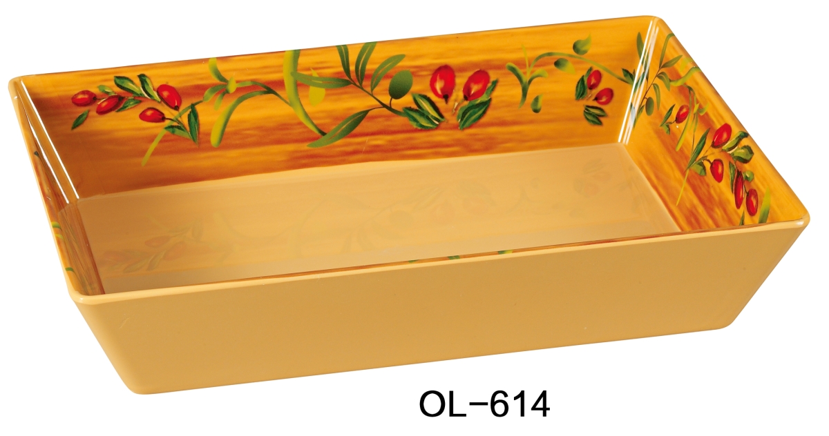 Picture of Yanco OL-614 Olive Rectangular Deep Plate - 13.75 x 10 x 2.5 in. - Pack of 12