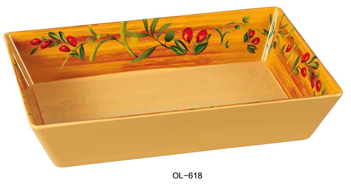 Picture of Yanco OL-618 Olive Rectangular Deep Plate - 17.75 x 11.75 x 2.5 in. - Pack of 6
