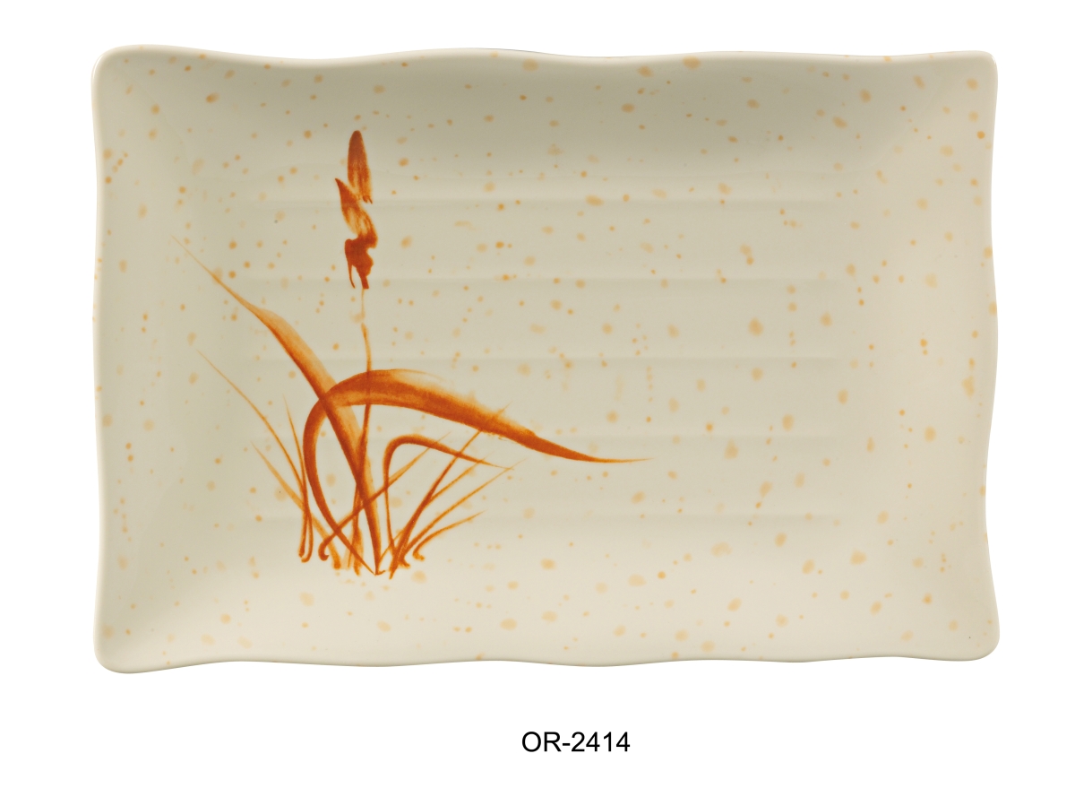 Picture of Yanco OR-2414 13 x 9 in. Orchis Rectangular Ripple Edge Plate - Pack of 36