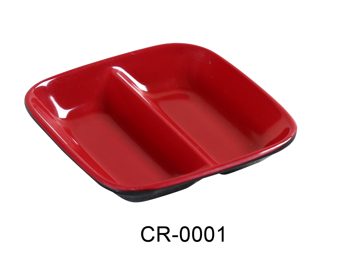 Picture of Yanco CR-0001 3.5 x 2.5 in. Two-Tone Divided Sauce Dish&#44; Black & Red - Pack of 72